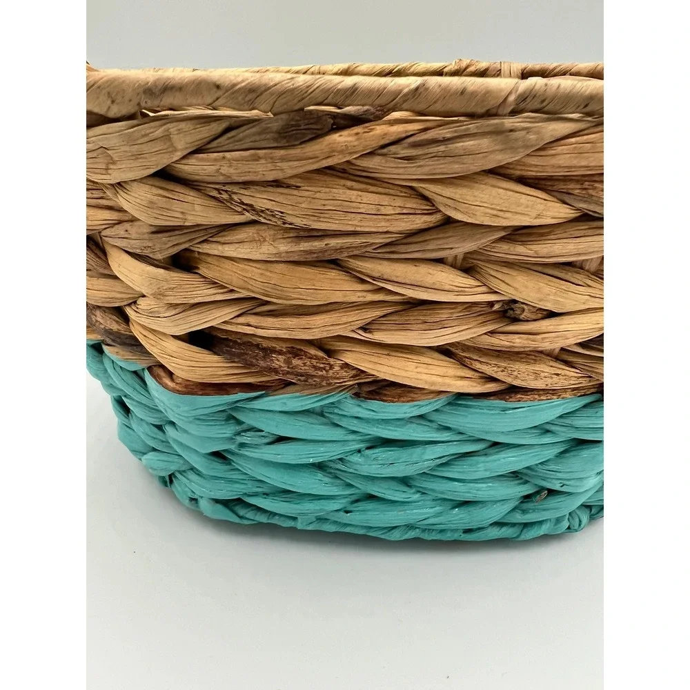 Jo-Ann Woven Seagrass Easter Basket Kids OS Teal Natural Brand New Rustic Boho